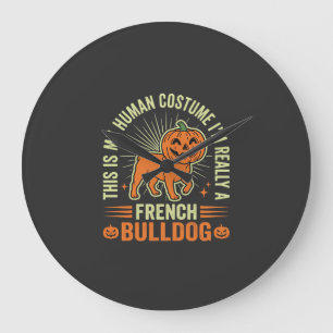 Grande Horloge Ronde Conception de costume humain drôle de French Bulld