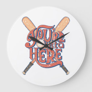 Grande Horloge Ronde Conception de fan de baseball de softball rétro
