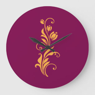 Grande Horloge Ronde Conception de fleurs florales ornementales