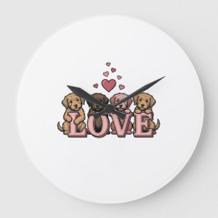 Grande Horloge Ronde Conception de gravure vintage de la Saint-Valentin
