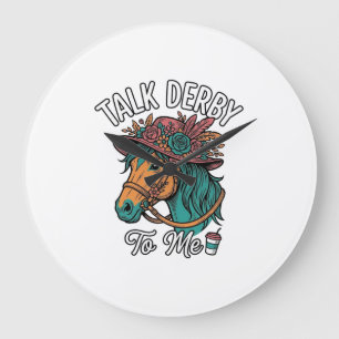 Grande Horloge Ronde Conception de gravure vintage Talk Derby Horse