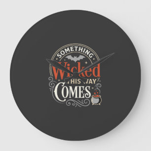 Grande Horloge Ronde Conception de Halloween Wicked This Way Comes_1