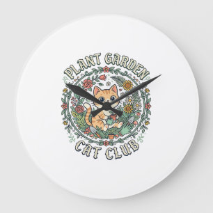 Grande Horloge Ronde Conception de jardin de plantes Chat drôle amateur