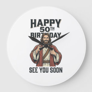 Grande Horloge Ronde Conception de l'humour religieux pour votre 50e an