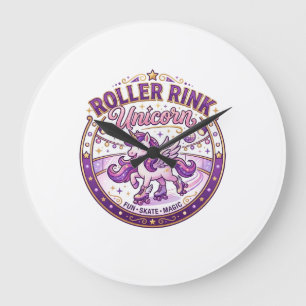 Grande Horloge Ronde Conception de merch prête pour POD Licorne Roller