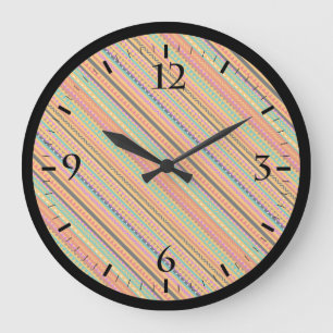 Grande Horloge Ronde Conception de motifs aztèques natifs colorés migno