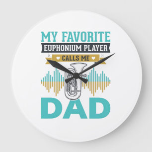 Grande Horloge Ronde Conception de musique vintage de papa euphonium dr