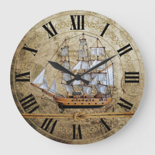 Grande Horloge Ronde Conception de navire Vintage unique avec corde nou