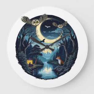 Grande Horloge Ronde Conception de Nightime Wildlife Wonders