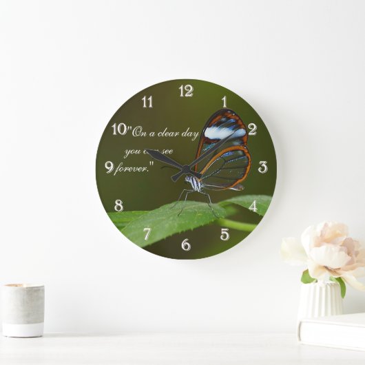 Grande Horloge Ronde Conception de papillon de Glasswing "temps clair" (Maison)