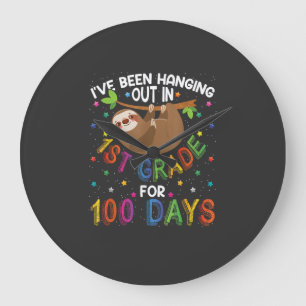 Grande Horloge Ronde Conception de paresseux pour le 100e jour d'école