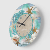 Grande Horloge Ronde Conception de plage tropicale (Angle)