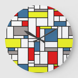 Grande Horloge Ronde conception de style Mondrian