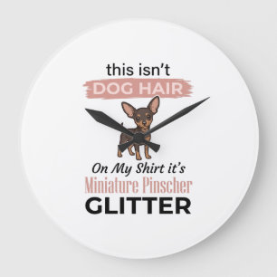 Grande Horloge Ronde Conception de T-shirt de chien drôle à paillettes