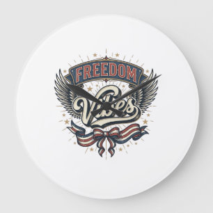 Grande Horloge Ronde Conception de T-Shirt Patriotique Vintage Vibes de
