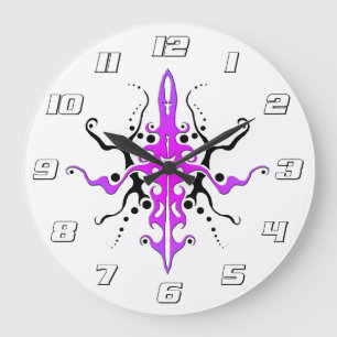 Grande Horloge Ronde Conception de tatouage Tribal Masque Abstrait - ro
