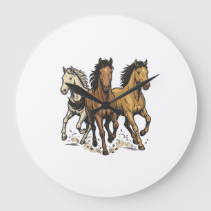 Grande Horloge Ronde Conception de vecteur d'art de chevaux de course v