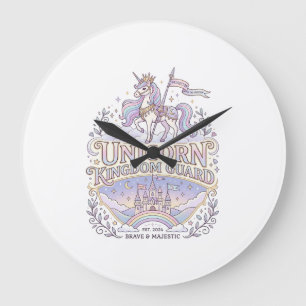 Grande Horloge Ronde Conception de vecteur de cadeau de licorne Wanderl