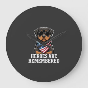 Grande Horloge Ronde Conception de vecteur de chien héros Rottweiler pa