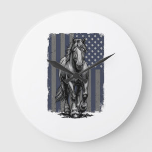 Grande Horloge Ronde Conception de vecteur de drapeau de cheval de trai