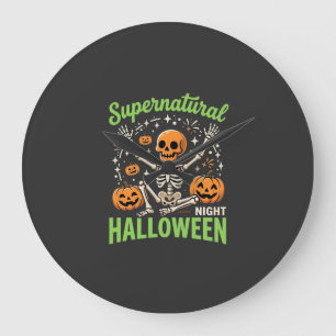 Grande Horloge Ronde Conception de vecteur de Halloween de squelette su