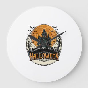 Grande Horloge Ronde Conception de vecteur de maison hantée Halloween v