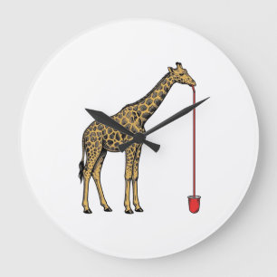 Grande Horloge Ronde Conception de vecteur de paille à boire de girafe