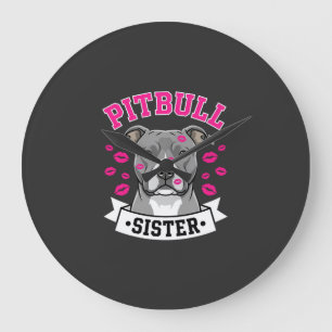 Grande Horloge Ronde Conception de vecteur de sœur de Pitbull amoureuse