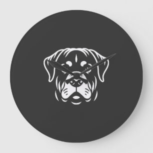 Grande Horloge Ronde Conception de visage de Rottweiler minimaliste � A