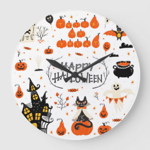 Grande Horloge Ronde Conception d'un jeu Vintage d'éléments Halloween