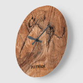 Grande Horloge Ronde Conception en bois brun clair décorée d'un (Angle)