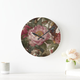 Grande Horloge Ronde Conception florale audacieuse et époustouflante Pa