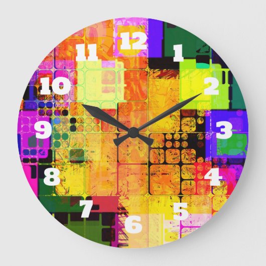 Grande Horloge Ronde Conception géométrique et multicolore (Recto)