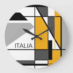 Grande Horloge Ronde Conception géométrique "Italia" en noir gris noi