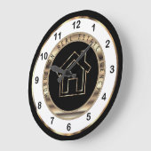 Grande Horloge Ronde Conception immobilière en or, blanc et noir (Angle)