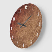 Grande Horloge Ronde Conception Marron Grès à Chiffres Blancs (Angle)
