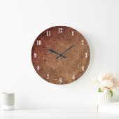 Grande Horloge Ronde Conception Marron Grès à Chiffres Blancs (Maison)