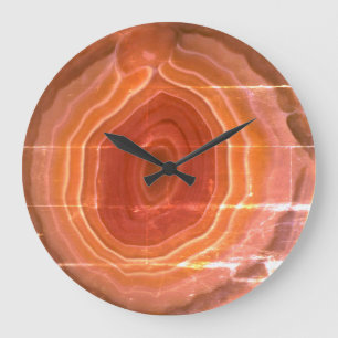 Grande Horloge Ronde Conception moderne contemporaine orange de détail