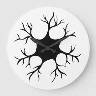 Grande Horloge Ronde Conception simple de neurone noir