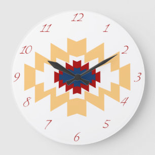 Grande Horloge Ronde Conception tribale de Natif américain aztèque de