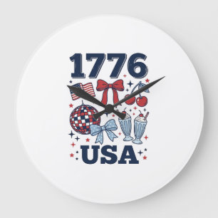 Grande Horloge Ronde Conception vectorielle coquette patriotique USA 17