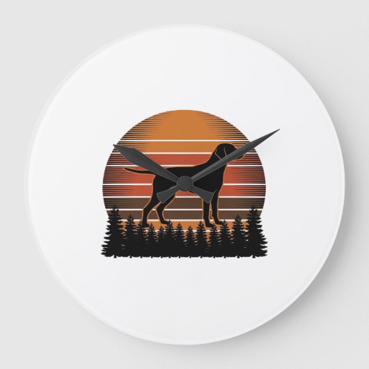 Grande Horloge Ronde Conception vectorielle de forêt de coucher de sole (Recto)