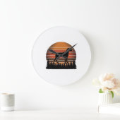 Grande Horloge Ronde Conception vectorielle de forêt de coucher de sole (Maison)