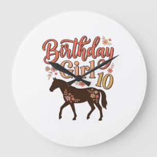 Grande Horloge Ronde Conception vectorielle florale de cheval 10 pour f