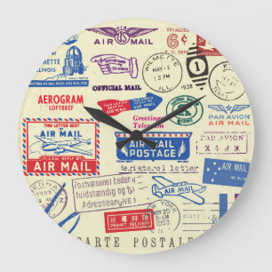 Grande Horloge Ronde Conception vintage du jeu de timbres de document.