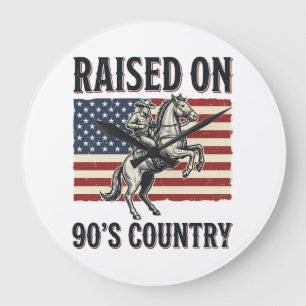 Grande Horloge Ronde Conçu pour Chemise Western Cowboy Country 90s_