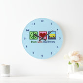 Grande Horloge Ronde Conducteur de bus de l'école Peace Love (Maison)