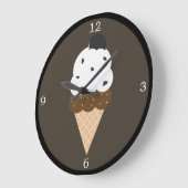 Grande Horloge Ronde Cône de crème glacée blanche (Angle)
