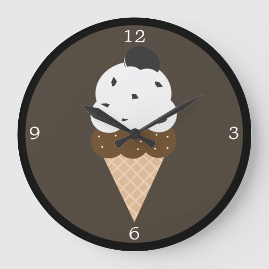 Grande Horloge Ronde Cône de crème glacée blanche (Recto)