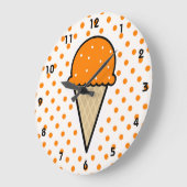 Grande Horloge Ronde Cône de glace orange (Angle)